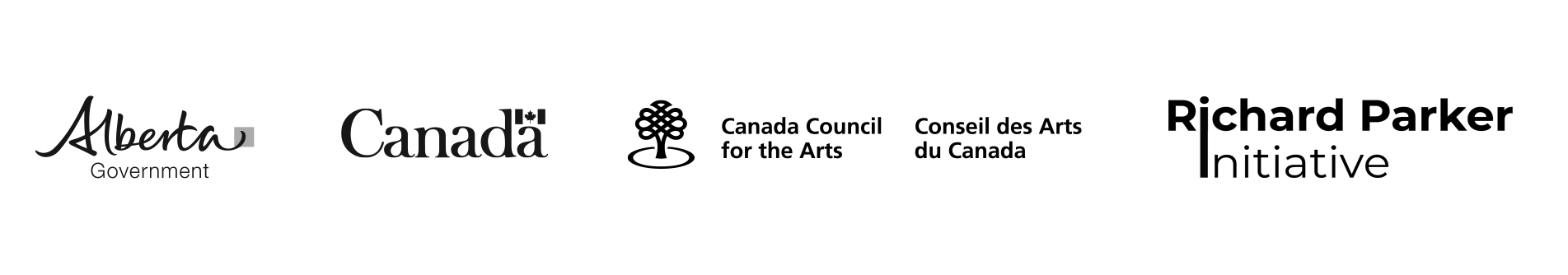 Funder Logos: Alberta government, Government of Canada, Canada Council for the Arts, Richard Parker Initiative.