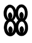 Four circles kept side by side with a small black coloured circle in each of them. This is the symbol of wisdom and knowledge