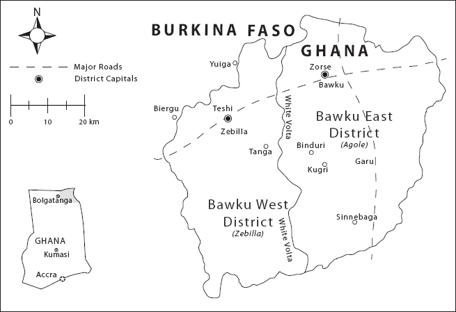 Map of eastern section of Ghana's Northern Region.