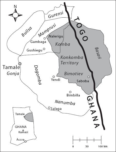 Map of eastern section of Ghana's Northern Region.
