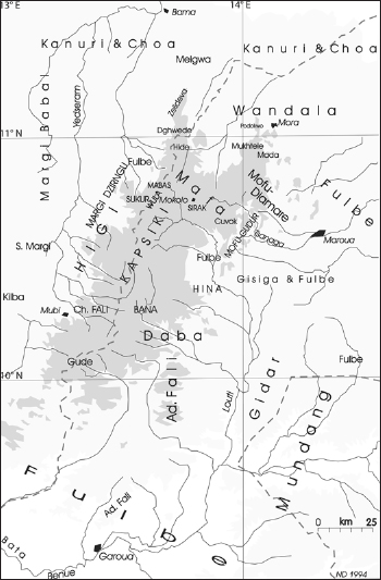 Map of the Mandara mountain area.