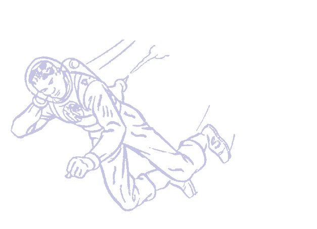 Line drawing of an astronaut in a space suit.