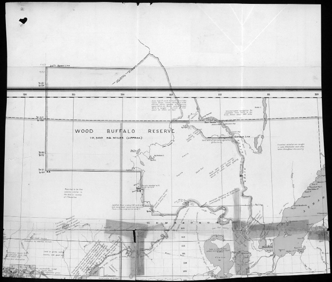 Black and white map: Map of the original Park Boundaries. 