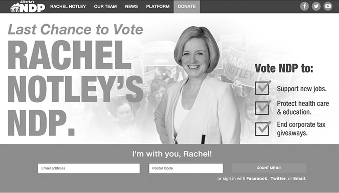 A screenshot of Alberta NDP Website.