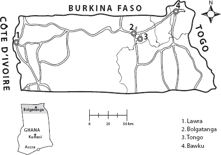 Map of the northern Ghana.