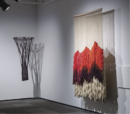 Photo: same hanging in situ in a gallery with another artwork visible in the background.