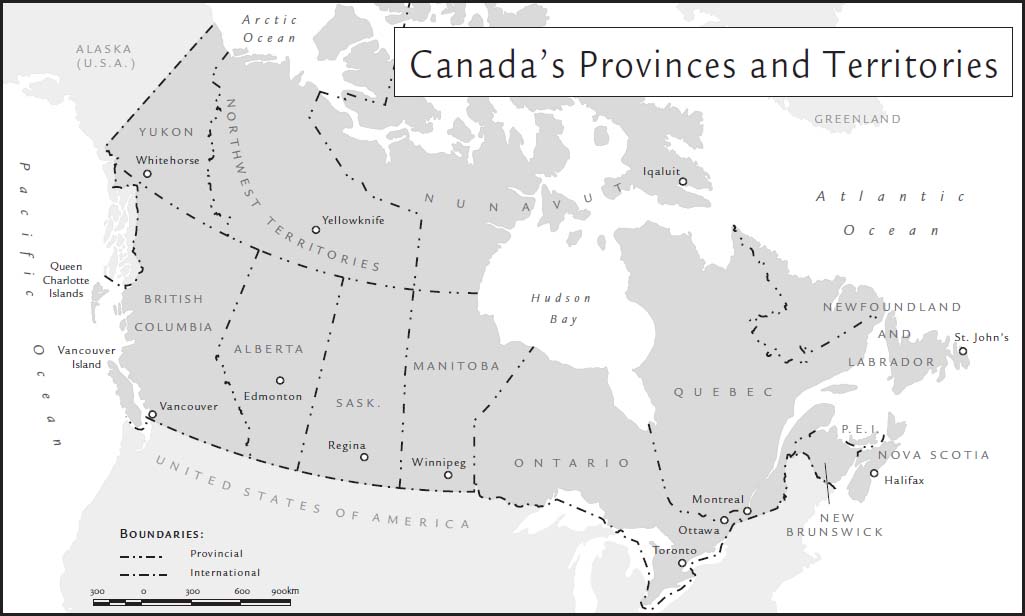Map of Canada's Provinces and Territories.