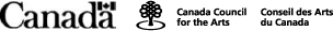 Two sponsor logos Canada with its flag at the top of the last letter; an illustration of a tree with a text, “Canada Council for the arts; Conseil des Arts du Canada.” 