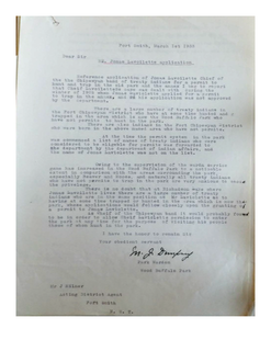 Cover of Archival Document 5.2 - M.J. Dempsey to J. Milner (acting District Agent), 1 March 1933