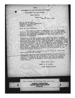 Cover of Archival Document 6.4 - S.H. Clark (Game Commissioner) to M. Christianson (Inspector of Indian Agencies), 12 March, 1935